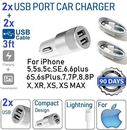 10W Dual USB car charger + (3ft) USB cable for iphone 5s,6s,7 7 Plus,8,X,XR,XS
