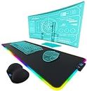Everlasting Comfort Large Gaming Mouse Pad - Extra Long Desk Pad with Mousepad Wrist Rest- 15 Color Modes with 2 Brightness Levels - RGB Mouse Pad for Gamers - XL, Big, Extended LED Light Mat