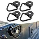 Fluher 4 PCS V-Shaped Multifunctional Tie Down Parts with Hole, 2.2In Trailer Anchor Replacements for 1000 LB Cargo, Universal Metal Heavy Duty Automotive Tie Down Rings for Truck SUV Car (Black)