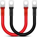 2 AWG Gauge Battery Cables,15CM（6inch）2PCS Marine Battery Cables Set with 5/16" Lugs,12V Battery Power Inverter Leads with Ring Terminals Copper Wire for Solar Boat RV Car Motorcycle Red and Black