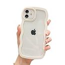 Ownest Compatible for iPhone 11 Case Cute Curly Simple Wave Case Aesthetic Design Bumper Phone Case for Girls Women Soft TPU Protective Cover for iPhone 11 6.1 Inch-White