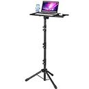 DECOSIS Tall Projector Stand with Removable Mouse Tray, Laptop Tripod Stand from 23.5"-63.5" Adjustable with Gooseneck Phone Holder, Stand for Office, Home, Stage, Studio, DJ Racks Musical Instrument