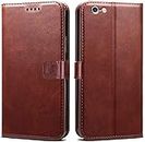 Frazil Leather Magnetic Vintage Flip Wallet Case Cover for Apple iPhone 6s (Brown)