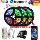 5M 10M 20M RGB LED Strip Lights Bluetooth Smart APP Music Control TV Bar Light