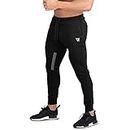 BROKIG Mens Vertex Gym Joggers Sweatpants Tracksuit Jogging Bottoms Running Trousers with Pockets (L, Black)