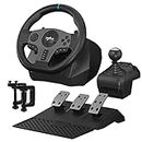 PXN V9 gaming Steering Wheel PC racing Wheel 270/900° Dual Motor Feedback vibrate, with Pedals and Shifter game racing wheel for PC, Xbox One, Xbox Series X/S, PS4, PS3, Switch