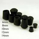 Black Rubber, Chair ,Table, Feet, Pipe Tubing End  Cover Caps 6 8 10 12 14mm 