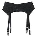 TVRtyle Women Vintage 4 Straps Metal Buckles Sexy Garter Belts for Stockings Retro Suspender Belt S502 (Black, Small)