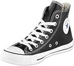 Converse Women's Chuck Taylor All Star Leather High Top Sneaker Unisex, Black Leather, 12