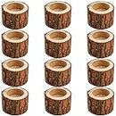 Lawei 12 Pack Wooden TeaLight Candle Holders, Personalized Wood Votive Tealight Holders, Vintage Pillar Candle Stands Bulk for Home Wedding Party Birthday Holiday Decoration