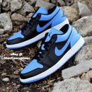 Nike Air Jordan 1 Low Shoes Black University Blue 553558-041 Men's Sizes NEW