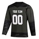 Custom Hockey Jersey for Men Women Youth Green Hockey Uniform Personalized Printing Your Team Name Number S-5XL (12_White-Black)