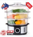 Large Food Steamer 12L 3 Tier Food Steaming Cooking Appliance Electric Stackable