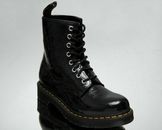 Dr. Martens 1460 Women's Black Yellow Patent  Leather Casual Lifestyle Shoes
