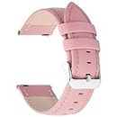 Fullmosa Quick Release Leather Watch Band 18mm Compatible with Garmin Vivoactive 4/4S/Vivomove 3S/Active S/Venu 2S/Move 3S, Huawei Watch 1st,Fossil Gen 4/3 Q Venture,Seiko 5 Watch Strap 18mm Pink+Silver Buckle