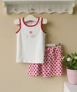 Girl Top and Skirt White  Size 3T 5T 6T-- Red Hearts Printed