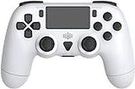 Wireless Controller Gamepad for PS4/PS4 Slim/PS4 pro/PC with Type-C USB Charge Cable with Dual Vibration, Clickable Touchpad, Audio Function, with Thumbsticks | 2 High-Rise, 2 Mid-Rise (White)