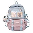 JQWSVE Kawaii Backpack with Kawaii Pins Accessories Cute Kawaii Rucksack for Teen Girls School Bag Cute Aesthetic Backpack, A03-pink, 16.93x11.81x4.72in, Daypack Backpacks