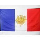AZ FLAG - Drapeau France avec Armoiries - 150x90 cm - Drapeau République Française avec Armes 100% Polyester avec Fourreau et cordelette - Pavillon 110 g