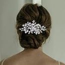 Wedding Hair Accessories, Fanvoes Hair Pieces Comb for Brides Bridal - Silver Vintage Headpiece Jewelry Decorations w/ Rhinestone Crystal Ivory Pearl for Mother of Bride Bridesmaid Women Flower Girls