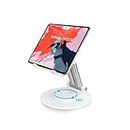 Dyazo Foldable Tablet Stand | Holder Compatible for Desk Compatible for Samsung Galaxy Tabs, iPad All Other Tablets Up to 12.9 inch with 360 Degree Rotation (White)