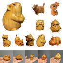 Small Mini Animals Wooden Sculptures Figurines Carving Collectible Room Decor