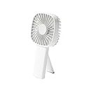 POUT HANDS6 Portable Mini Fan with 4 Level Wind Speed & Folding Stand for Desk and Outdoor (Cotton White)
