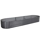 Greenfingers Garden Bed Galvanized Steel Planter Box, Gardening Supplies Plant Containers Patio, 320 x 80 x 42cm Set of 2 Oval Raised Beds for Vegetables Flowers Herbs