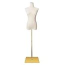 Female Mannequin Torso Women Dress Forms for Sewing Manicanequin Body High Stability Gold Metal Stand for Clothing Dress Jewelry Display Adjustable Height 50”-70” Thin Body