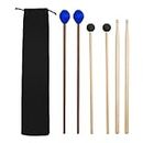 VixxNoxx 3 Pairs Maple Drum Mallets 5A Drum Sticks Marimba Mallets Rubber Xylophone Beaters Wooden Percussion Mallets with Drum Stick Bag