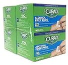CURAD Alcohol Prep Pads (Pack of 4 Boxes), Thick Alcohol Swabs (package may vary)
