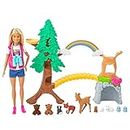Barbie Exploradora de la Naturaleza Muñeca Rubia con Moda de montaña y Set de Juego con Animales de Juguete y Accesorios (Mattel GTN60)