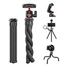 Syvo S-11 Camera Tripod, Flexible Gorilla Tripod Stand with Hidden Phone Holder w Cold Shoe Mount, 1/4'' Screw for Magic Arm, Universal for iPhone 14 13 Pro XS Max Samsung Canon Nikon Sony Cameras