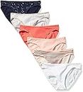 Amazon Essentials Women's Cotton Bikini Brief Underwear (Available in Plus Size), Pack of 6, Dots/Multicolor/Stars/Stripe, Medium
