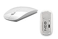 Sottile mini mouse ottico wireless con ricevitore USB 2.4G per i computer portatili / PC desktop XP / Vista / Windows 7 / Windows 10 / Macintosh. Doppio bordo lati - colore bianco a finitura lucida
