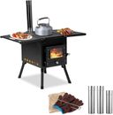 Camping Wood Stove, Outdoor Portable Tent Wood Burning Stove with Stainless Chim