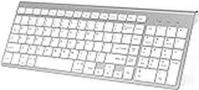 Bluetooth Keyboard, Multi-Device Wireless Keyboard with Number Keypad, J JOYACCESS Wireless Keyboard Compatible with iMac, Mac, Apple, Laptop, Android, Windows,Computer-Silver
