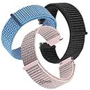kaacly 3Pcs Nylon Sport Watch Straps Replacement Watch Band Adjustable Nylon Fabric Watch Straps Breathable Smart Sport Watch Wristbands for Men Women - Width 20mm,22mm (22mm Pink)