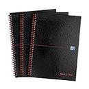 Oxford Black n' Red A4 Notebook, Glossy Hardback Wirebound, Pack of 3