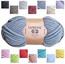 Lukche Great for Beginners Thick Yarn 80 Yds - 8,81Oz, Crochet & Knitting Yarn for Beginners with Easy-to-See Stitches-Yarn for Crocheting Set-Super Bulky 6-Cotton-Polyester Blend (Grey)