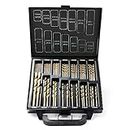 Horusdy 99-Pieces Titanium Drill Bit Set, HSS 1.5mm - 10mm Size, High Speed Twist Drilling Bits Kit for Metal, Plastic, Copper and Wood