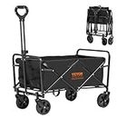 VEVOR Collapsible Folding Wagon, 2 cu.ft Beach Wagon Cart with All-Terrain 5in Wheels, Heavy Duty Folding Wagon Cart 220 lbs Weight Capacity with Drink Holders, Sports Wagon for Camping, Shopping, Gar