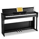 Donner DDP-90 Digital Piano 88 Key Weighted Keyboard Piano, Beginner Electric Piano Keyboard with Cover, Three Pedals, USB MIDI Connecting and Audio Output, Premium Satin Black
