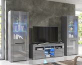 TV Unit High Gloss Grey &Matt Living Room Set Stand Display Cabinets LED Lights