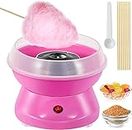 Buyntry Cotton Candy Machine, Candy Floss Machine with Detachable Splash Guard + 10 Bamboo Sticks + Sugar Spoon, Electric Smooth Cotton Candy Maker Easy to use for Kids