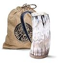 Norse Tradesman Original Viking Drinking Horn Mug - 100% Authentic 500 ml Premium Beer Horn Tankard with Super-Reinforced Hardwood (OR Rosewood) Bottom | The Original, High Polish, Approx. 16 oz