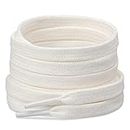 Stepace [2 Pairs] 100% Cotton Flat Shoe Laces 5/16" Wide Shoelaces for Sneaker Running Athletic Shoes Off White 120