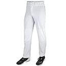 CHAMPRO Boys Open-Bottom Loose-Fit Baseball Pant with Adjustable Inseam and Reinforced Sliding Areas, White, Youth Large