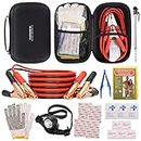Roadside Assistance Emergency Kit Multipurpose Bag Car Premium with Battery Jumper Cable Automotive Car Kit for Car,Vehicle, Truck or SUV for Men or Women, Gray