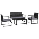 4pz mobili da giardino in rattan sedie divano tavolo patio set cuscini grigi